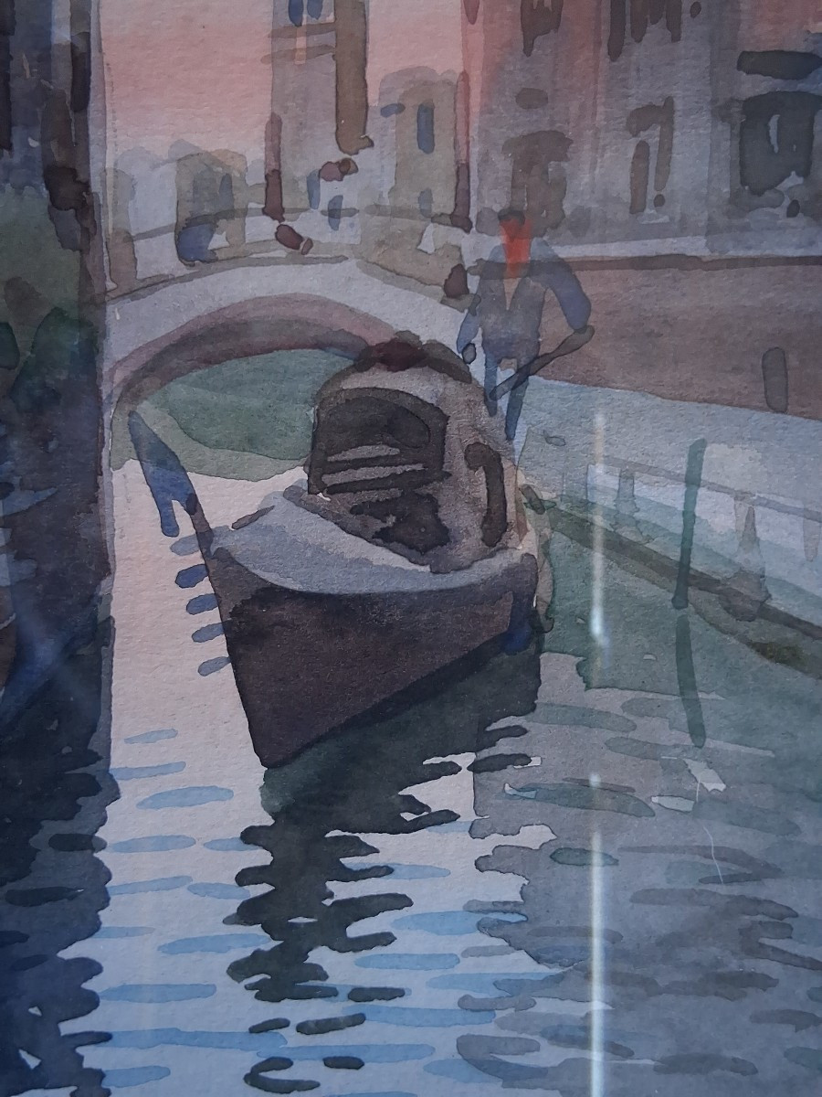 Aquarelle vue de Venise canal gondole-photo-1
