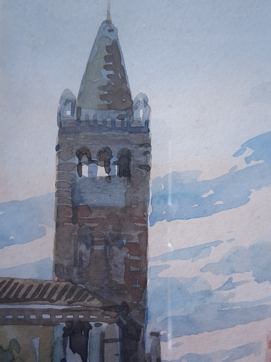 Aquarelle vue de Venise canal gondole-photo-3