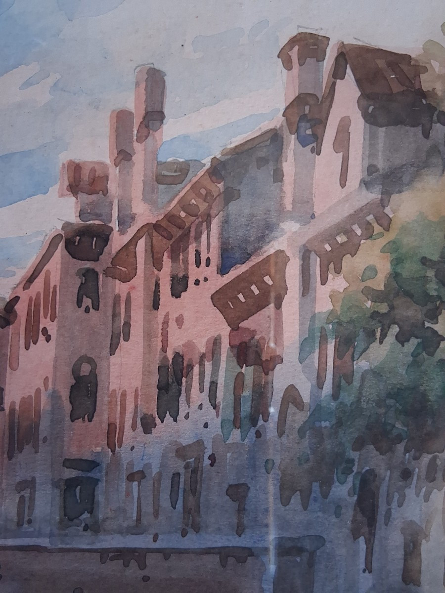 Aquarelle vue de Venise canal gondole-photo-4