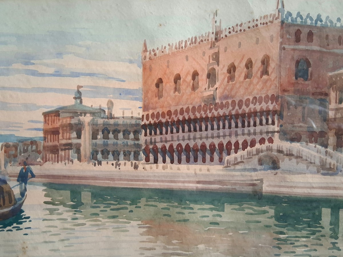 Aquarelle vue de Venise le Palais des Doges-photo-4
