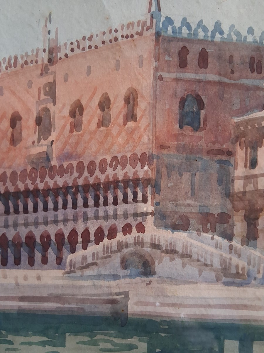Aquarelle vue de Venise le Palais des Doges-photo-4