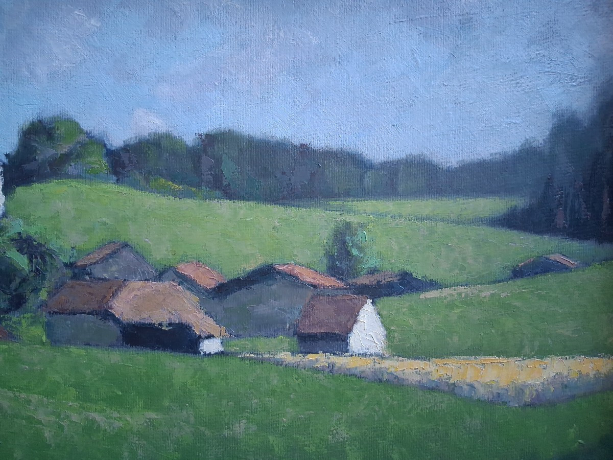 Vue du Jura Remoray huile sur panneau J. RUTLER 1969-photo-4