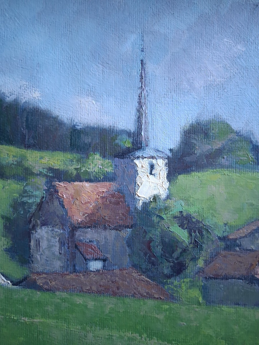 Vue du Jura Remoray huile sur panneau J. RUTLER 1969-photo-2