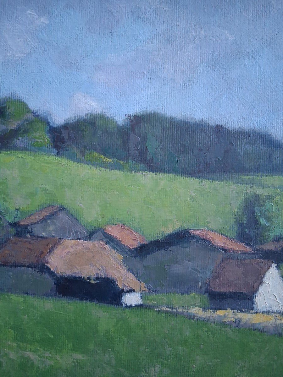 Vue du Jura Remoray huile sur panneau J. RUTLER 1969-photo-3