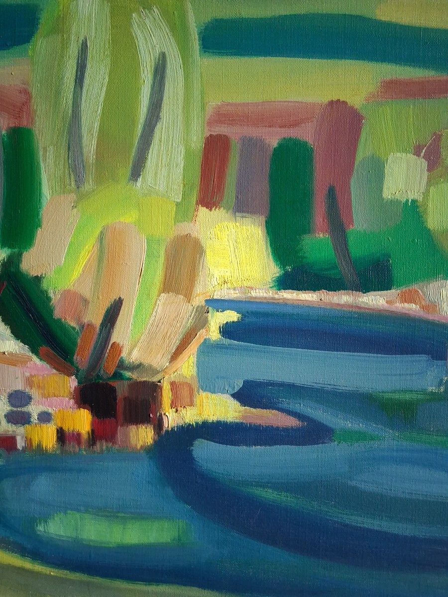 Jean-baptiste Muratore (1915-1977) Oil On Canvas Riverside Landscape-photo-4