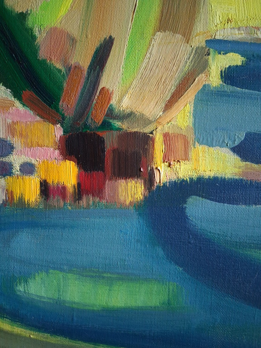 Jean-baptiste Muratore (1915-1977) Oil On Canvas Riverside Landscape-photo-3