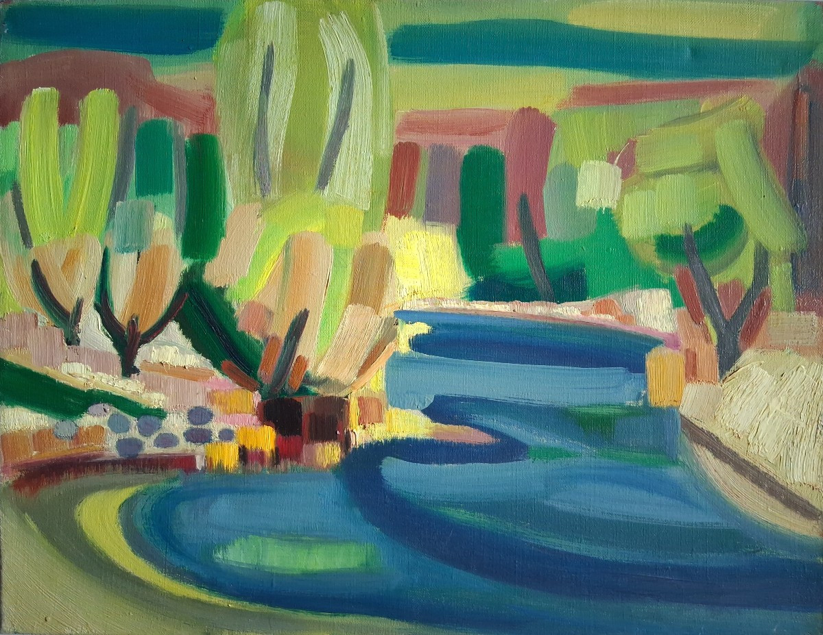 Jean-baptiste Muratore (1915-1977) Oil On Canvas Riverside Landscape