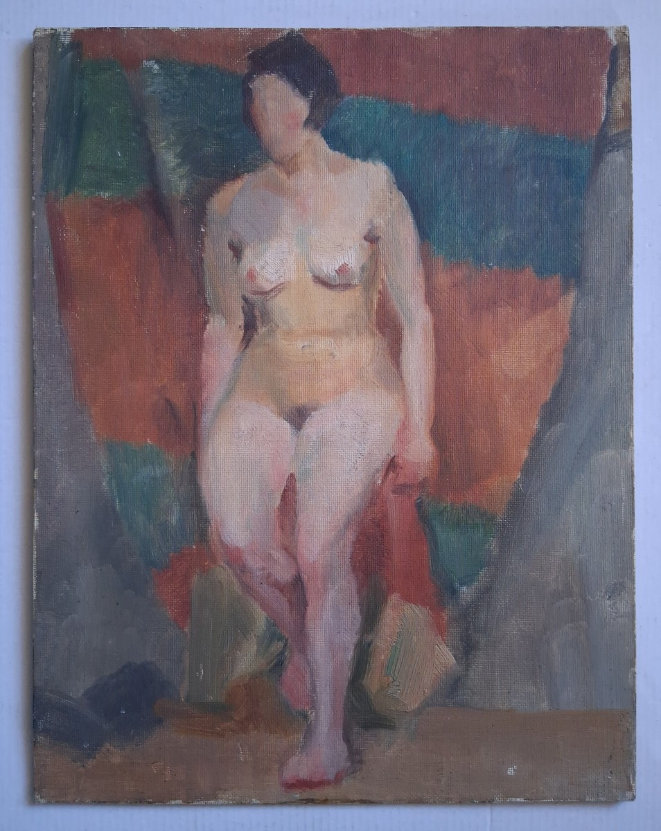 Oil On Panel Female Nude 1930/1940-photo-2