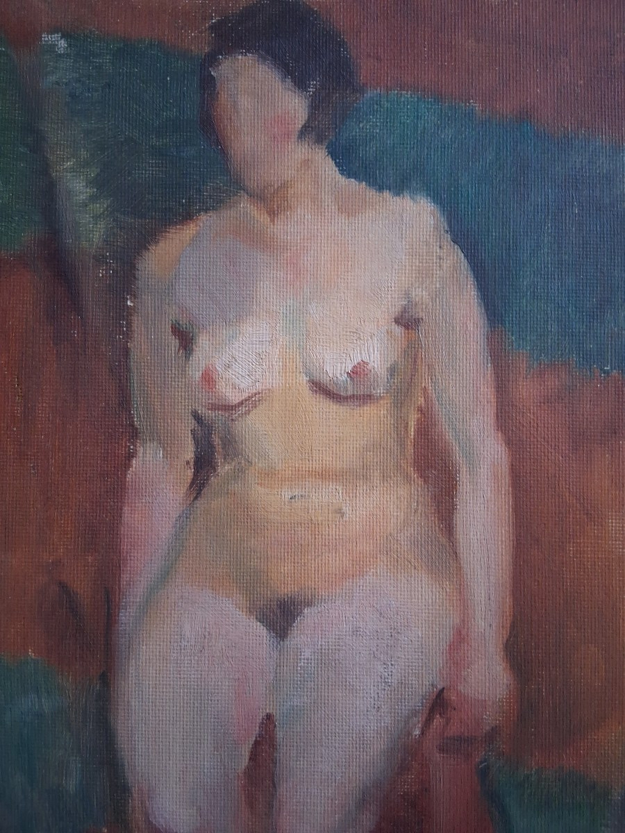 Oil On Panel Female Nude 1930/1940-photo-3