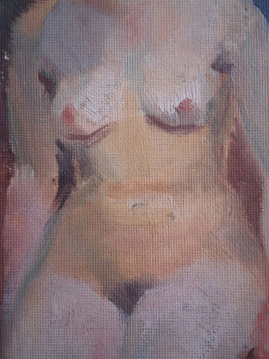 Oil On Panel Female Nude 1930/1940-photo-2