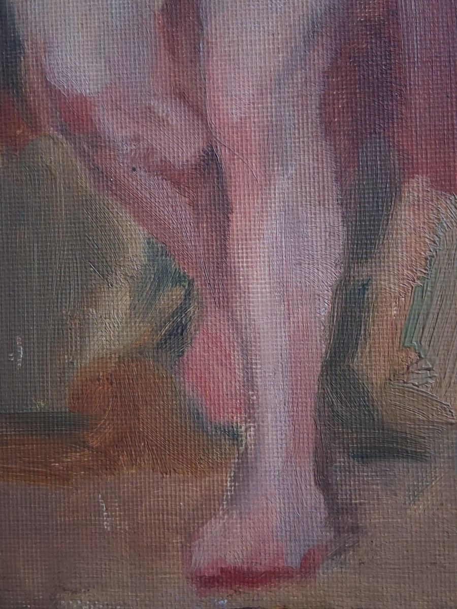 Oil On Panel Female Nude 1930/1940-photo-3