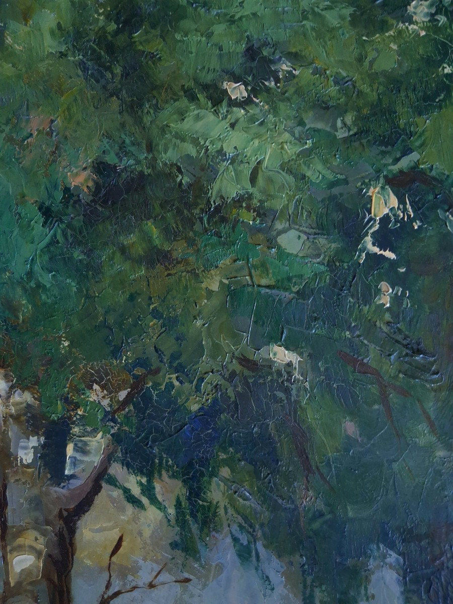 Oil On Panel, Landscape By The River, Rogo 1956-photo-4