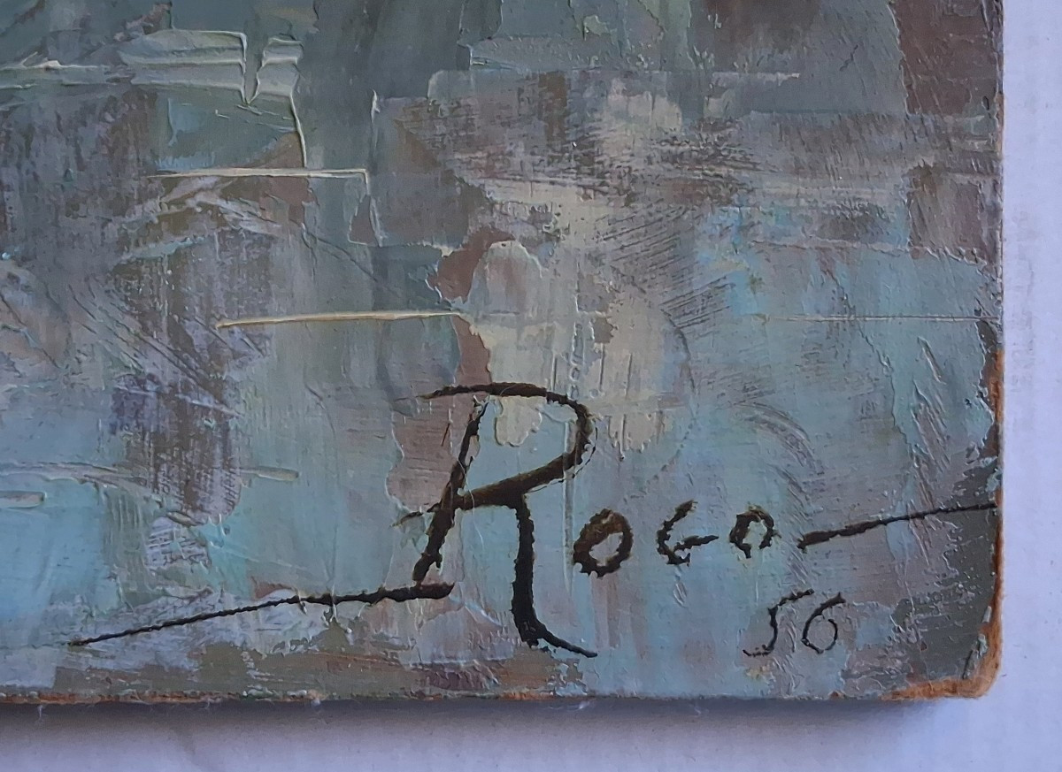 Oil On Panel, Landscape By The River, Rogo 1956-photo-7