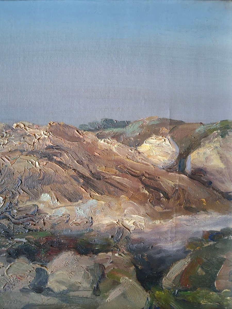 Gabriel AUGIZEAU (1894-1963) huile sur toile côte rocheuse Vendée 1953-photo-1