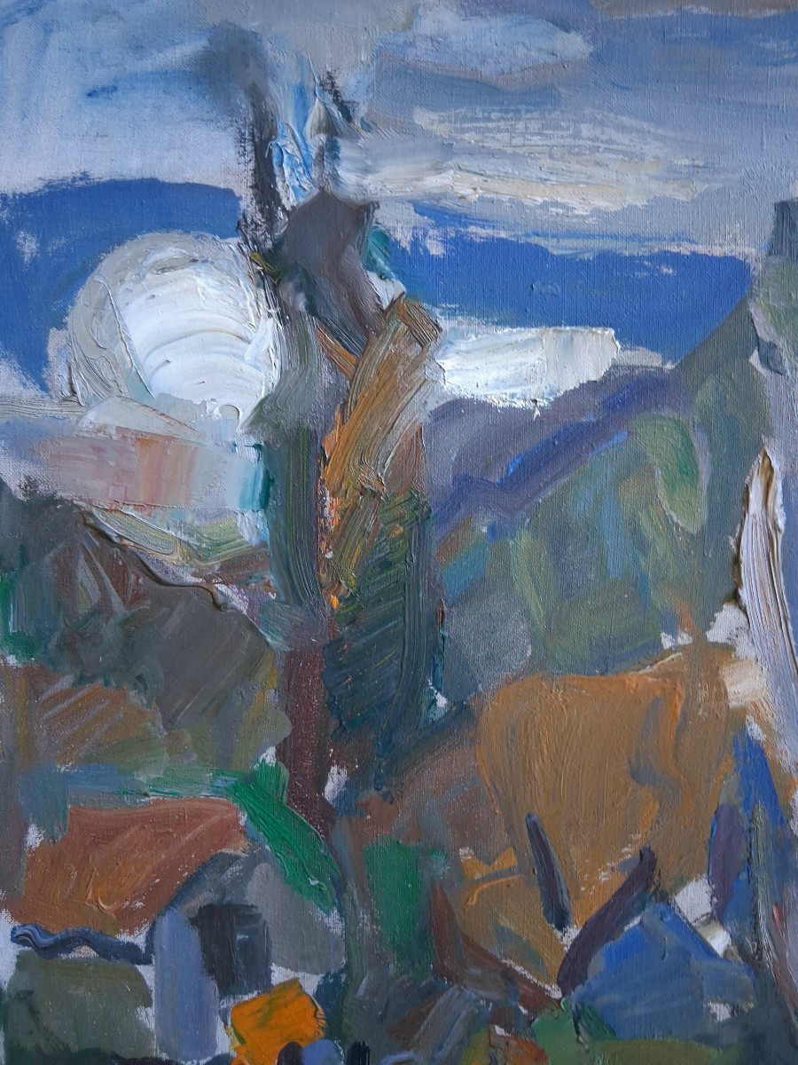René De Guiroye (1912-2000) "the Silver Cypress" Oil On Canvas 1949-photo-3