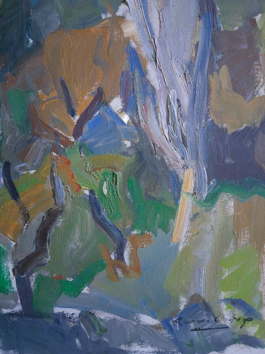 René De Guiroye (1912-2000) "the Silver Cypress" Oil On Canvas 1949-photo-2