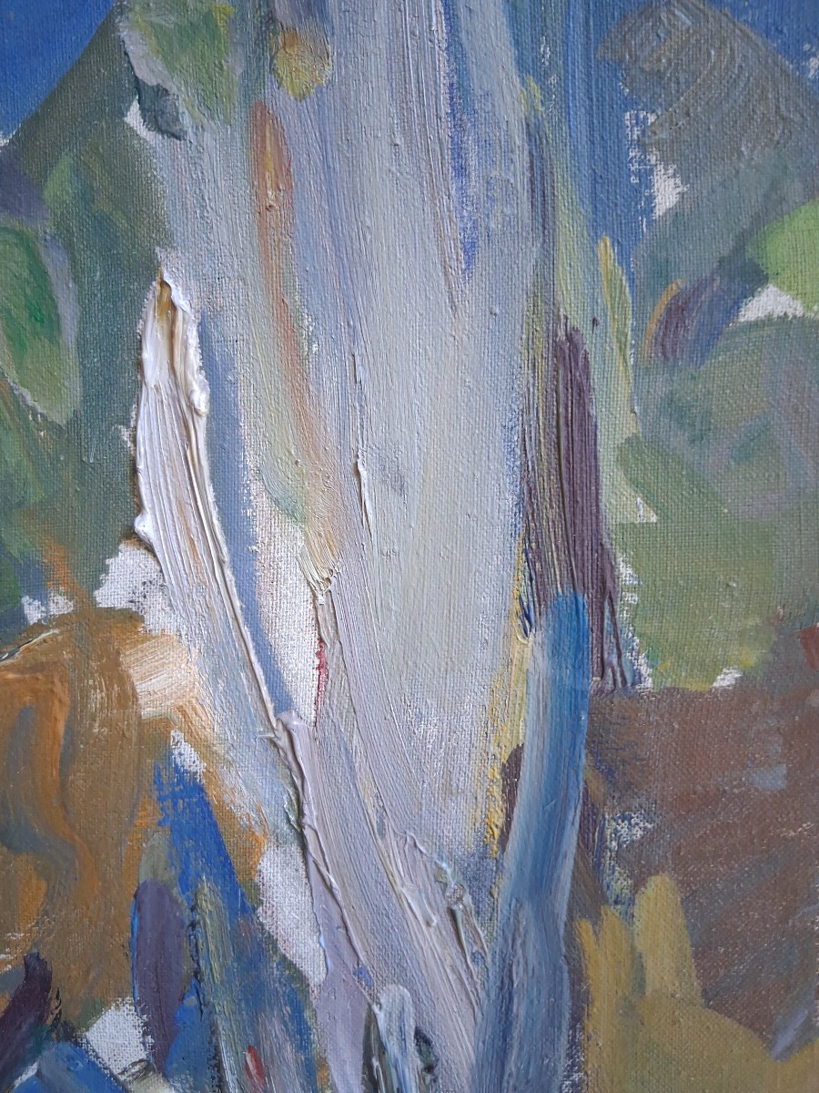 René De Guiroye (1912-2000) "the Silver Cypress" Oil On Canvas 1949-photo-4