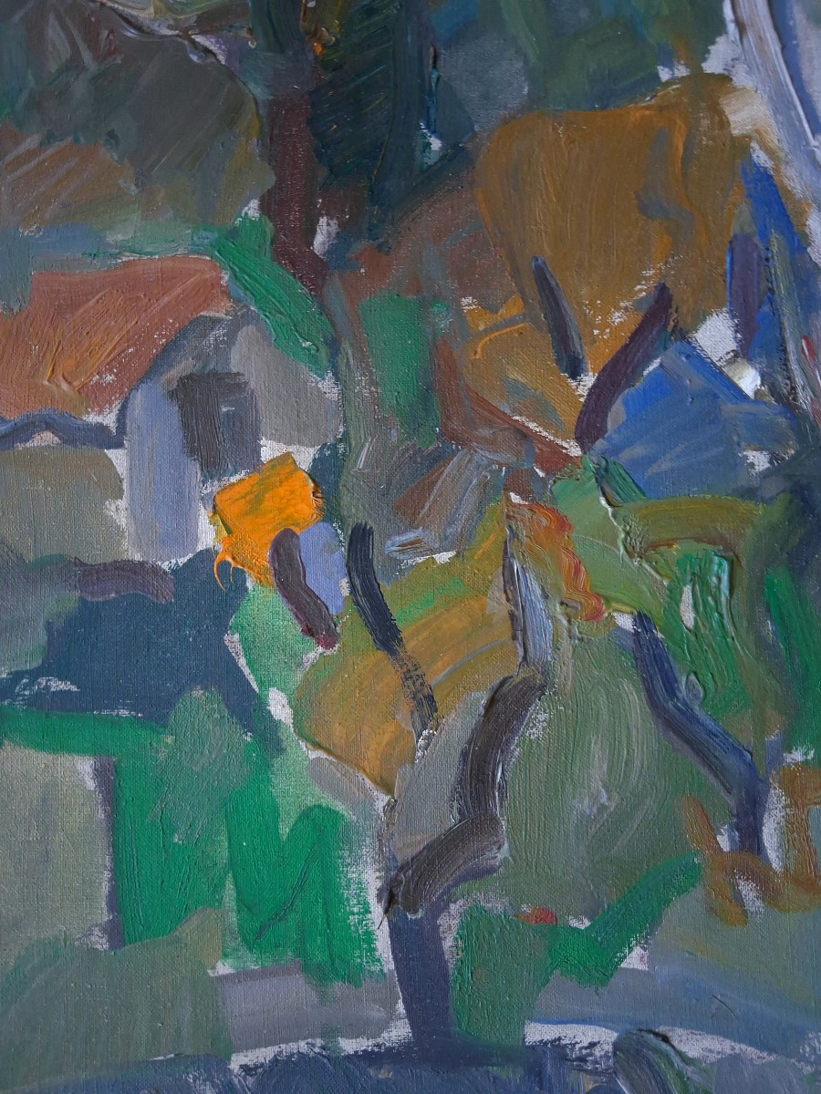 René De Guiroye (1912-2000) "the Silver Cypress" Oil On Canvas 1949-photo-5