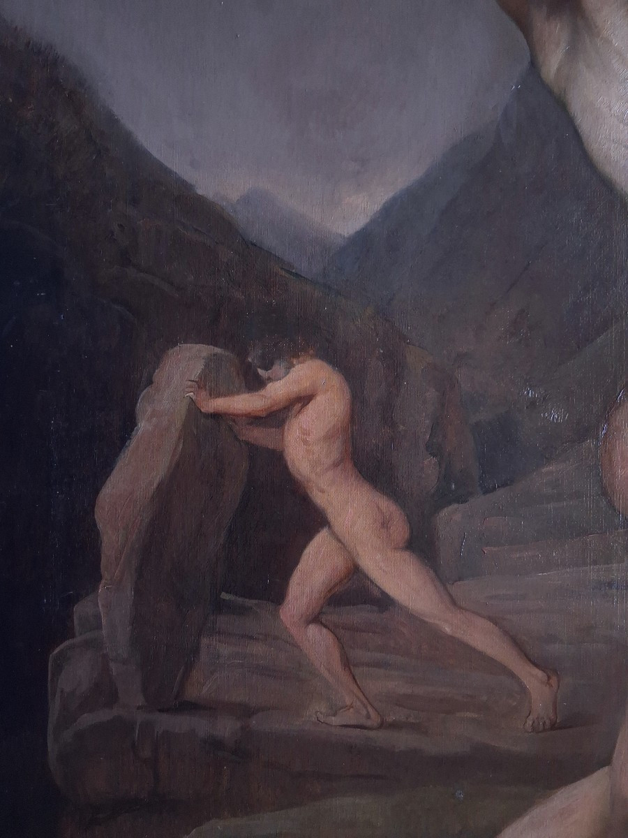 Louis Ageron (1865-1935) Large Oil On Canvas, Mythological Scene, Male Nude 19th-photo-1