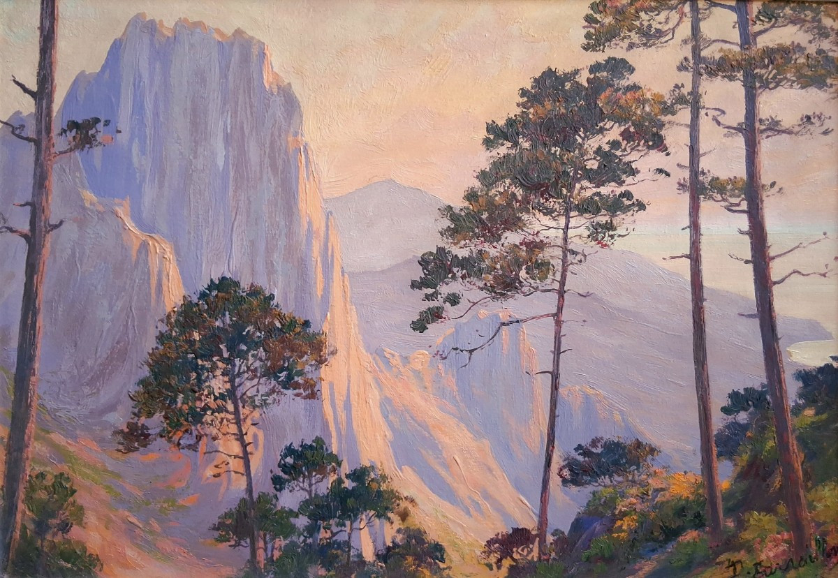 Benjamin SARRAILLON (1900-1989) huile sur bois falaises en Corse-photo-2