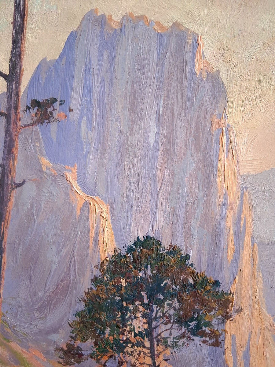 Benjamin SARRAILLON (1900-1989) huile sur bois falaises en Corse-photo-2