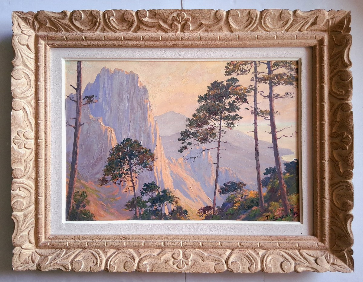 Benjamin SARRAILLON (1900-1989) huile sur bois falaises en Corse