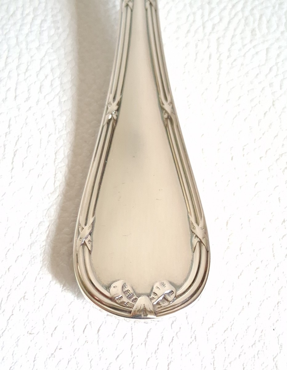 Christofle Cutlery Set 49 Pieces 12 Cutlery Model Crossed Ribbons Louis XVI Style Silver Metal-photo-4