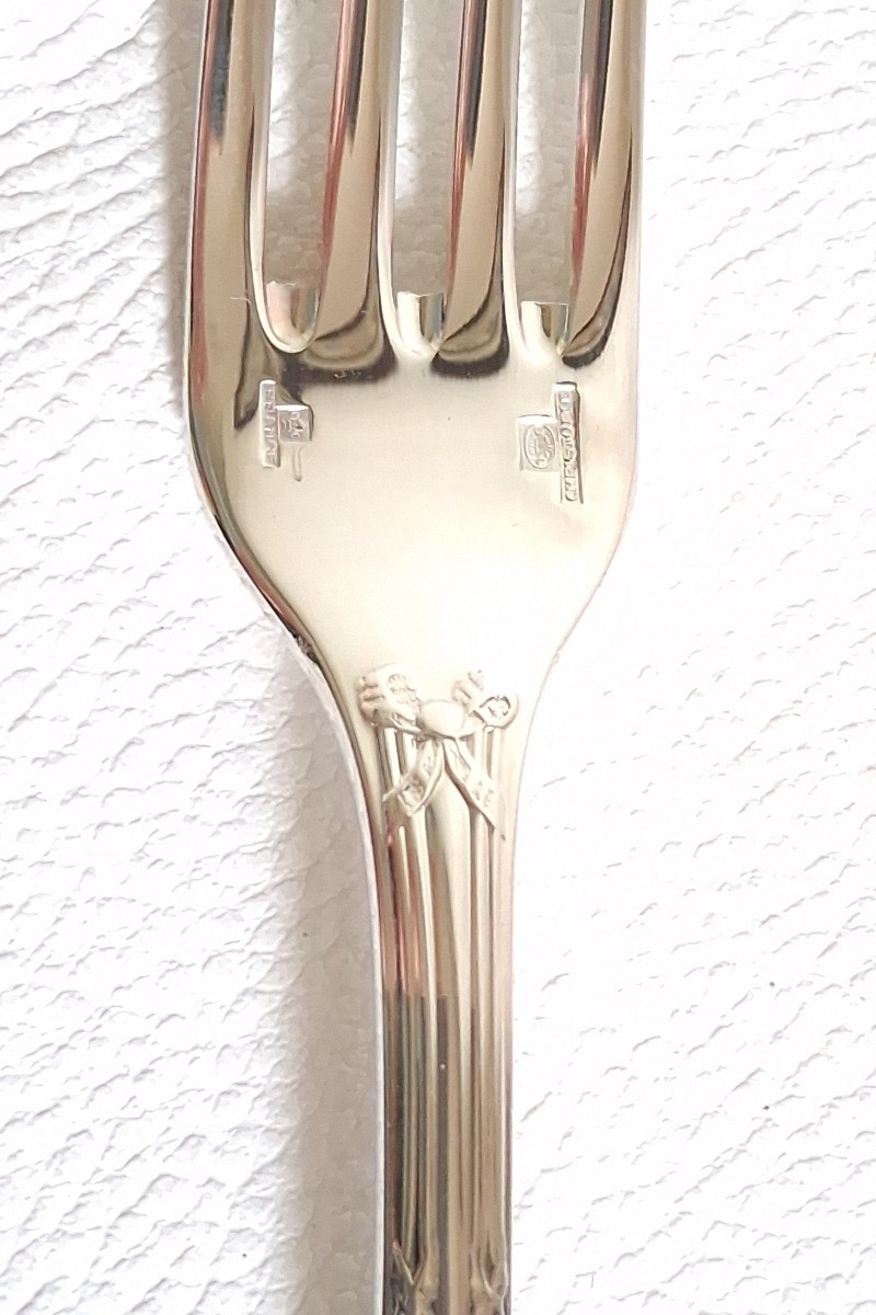 Christofle Cutlery Set 49 Pieces 12 Cutlery Model Crossed Ribbons Louis XVI Style Silver Metal-photo-1