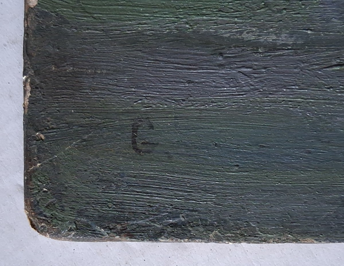 Huile sur panneau marine paysage pêcheurs en mer-photo-6