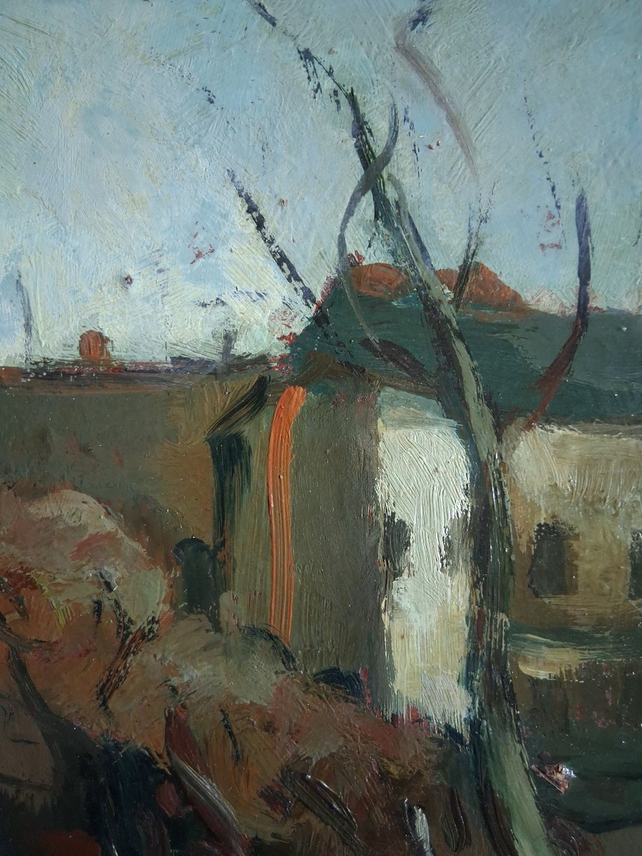 Marcel COUGNAUD (1899-1971) huile sur panneau paysage hivernal village en hiver-photo-4