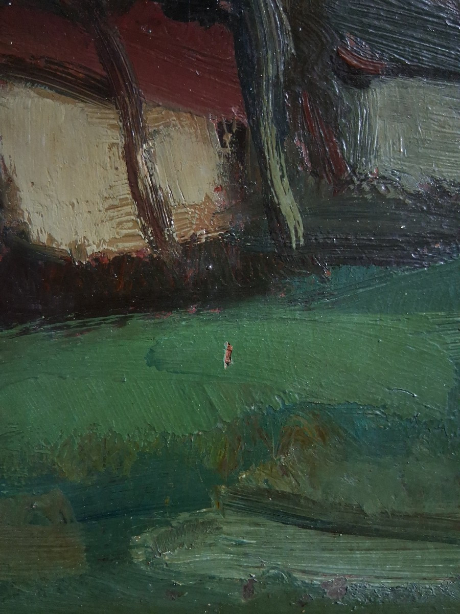 Marcel COUGNAUD (1899-1971) huile sur panneau paysage hivernal village en hiver-photo-6