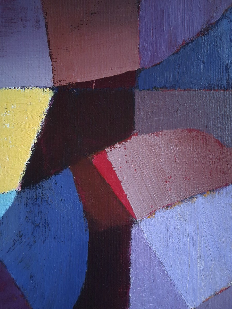 Charles LABERNE (1909-1998) composition abstraite "Les rayons et les ombres" huile sur toile-photo-3