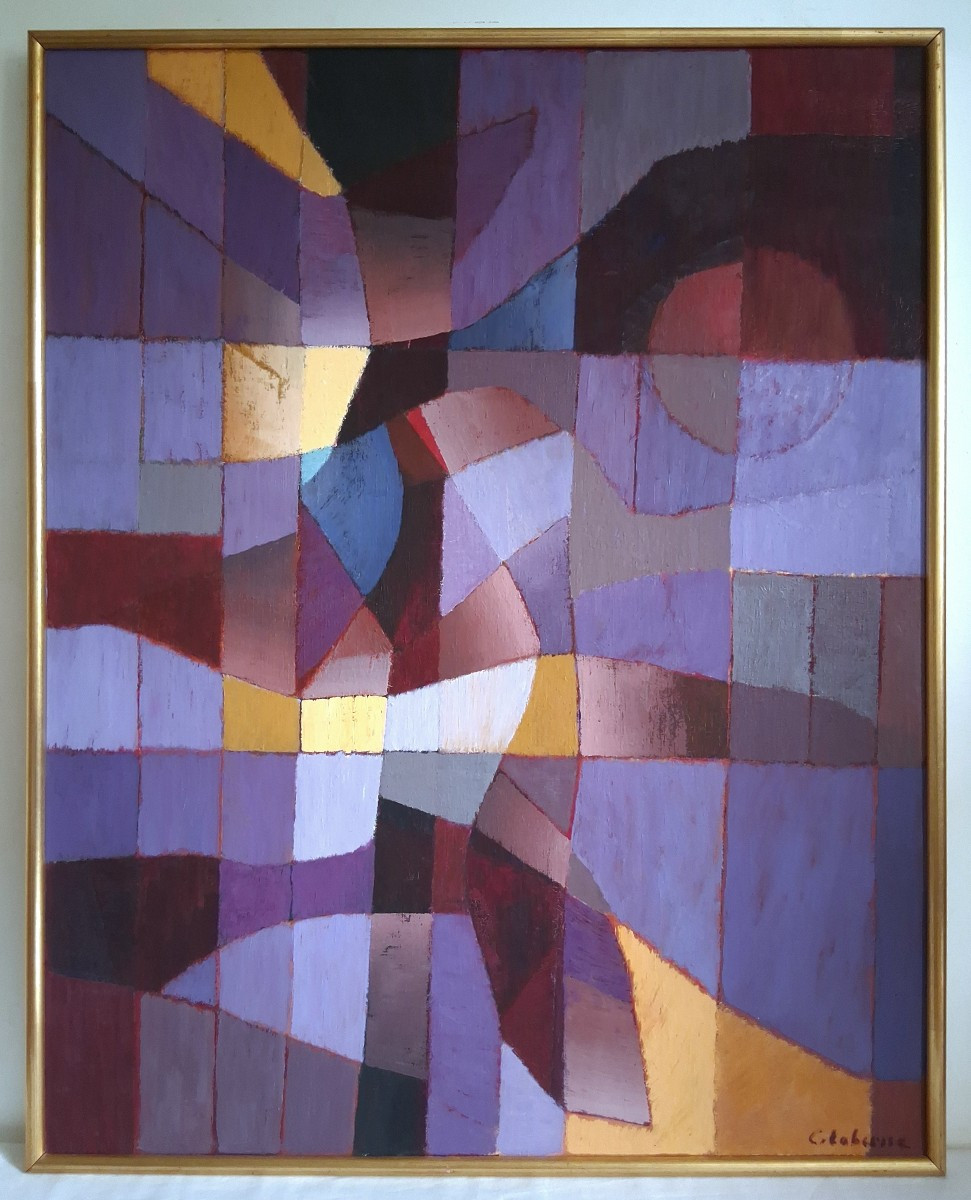 Charles LABERNE (1909-1998) composition abstraite "Les rayons et les ombres" huile sur toile