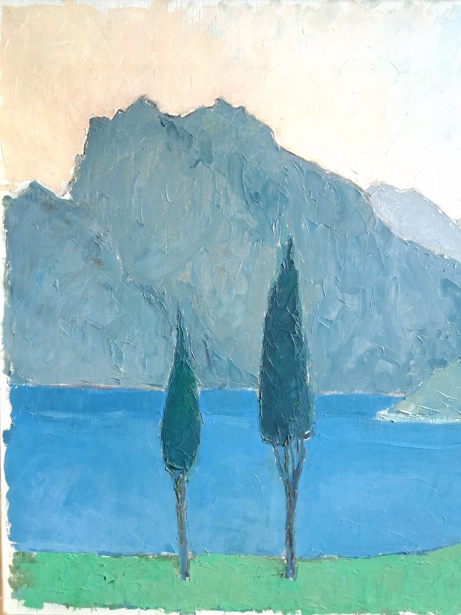 Lac de Garde Italie huile sur toile L. THORE-photo-3