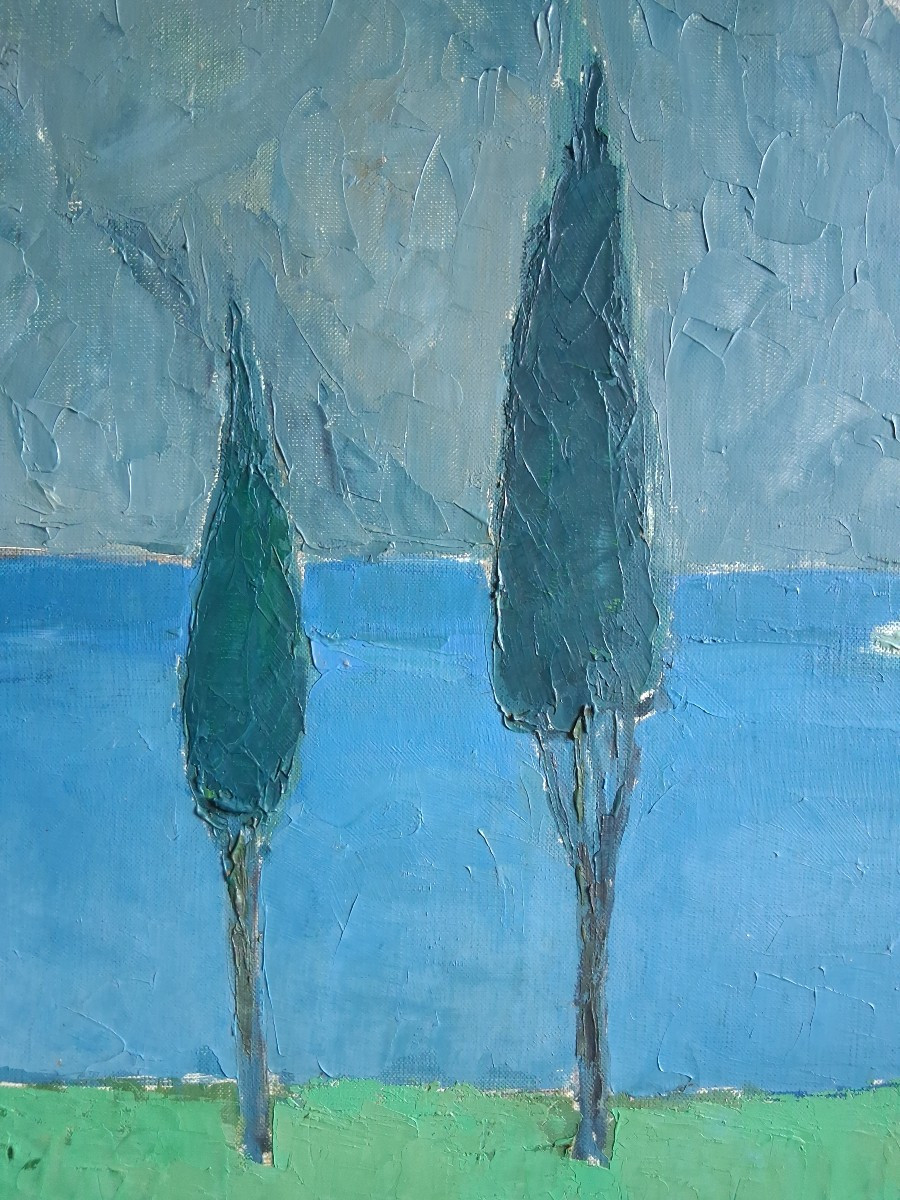 Lac de Garde Italie huile sur toile L. THORE-photo-2