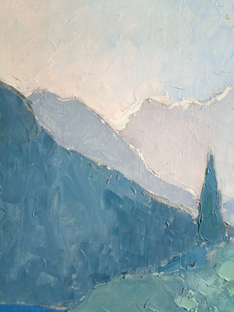 Lac de Garde Italie huile sur toile L. THORE-photo-3
