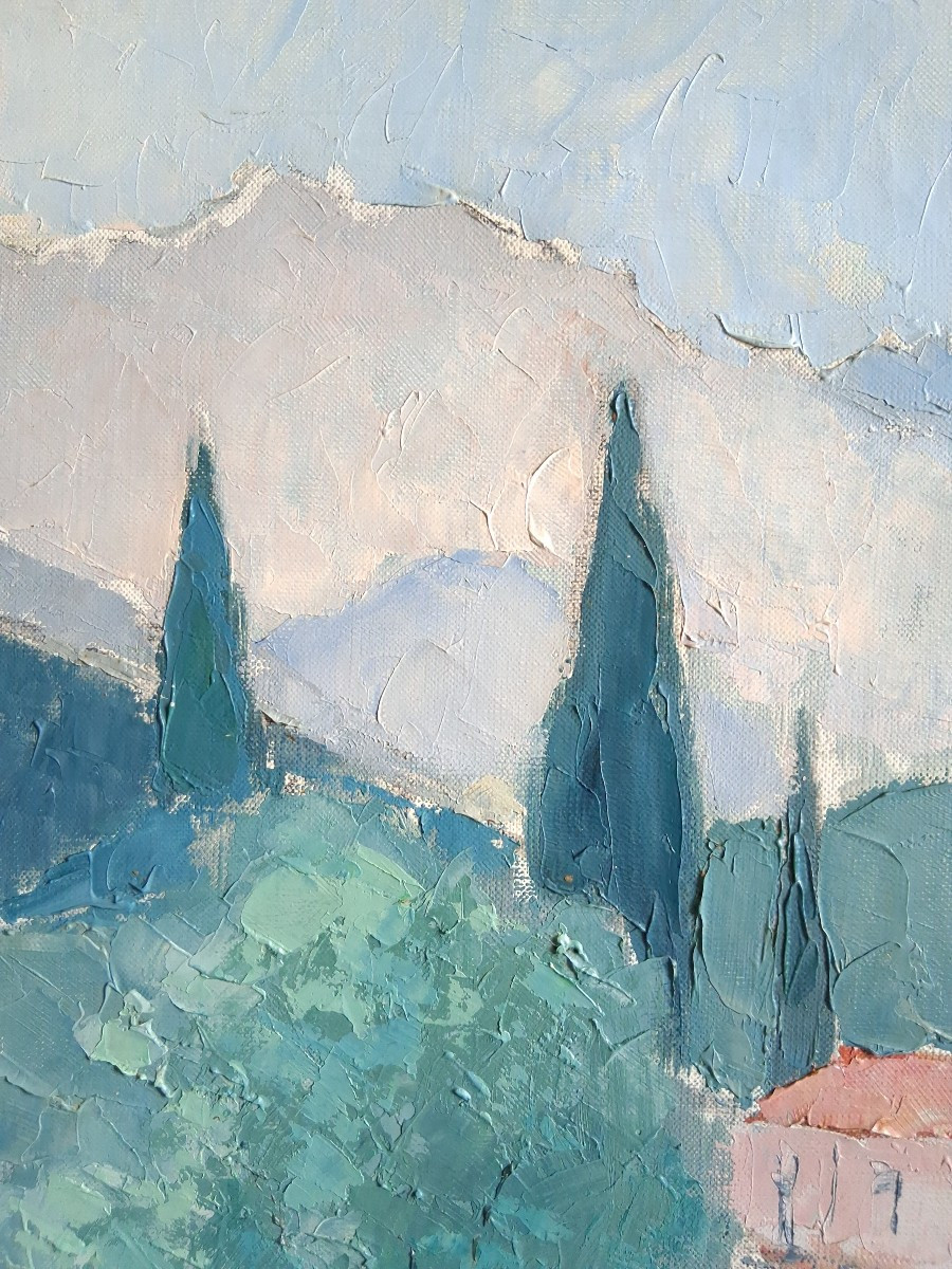 Lac de Garde Italie huile sur toile L. THORE-photo-4