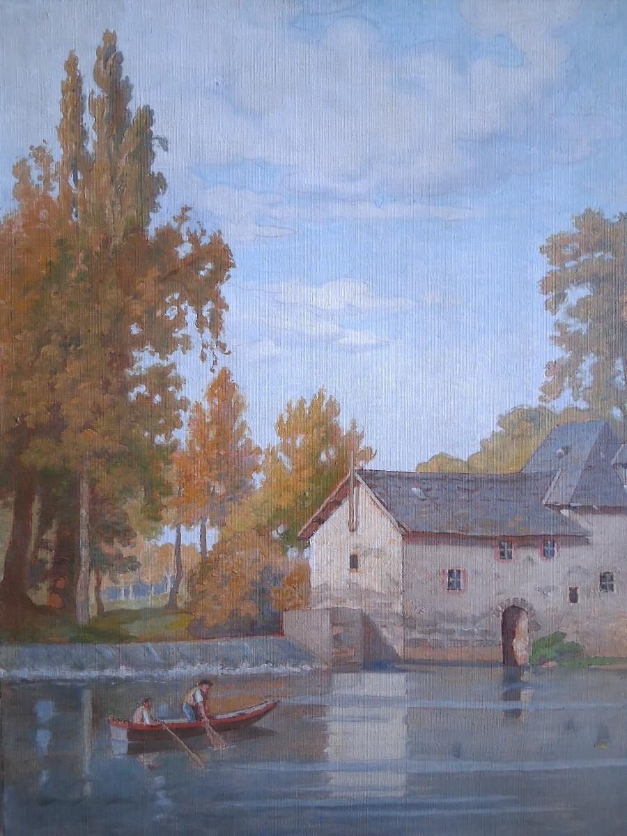 Väino PARIS (1921-2001) huile sur toile paysage en bord de rivière Estonie-photo-4