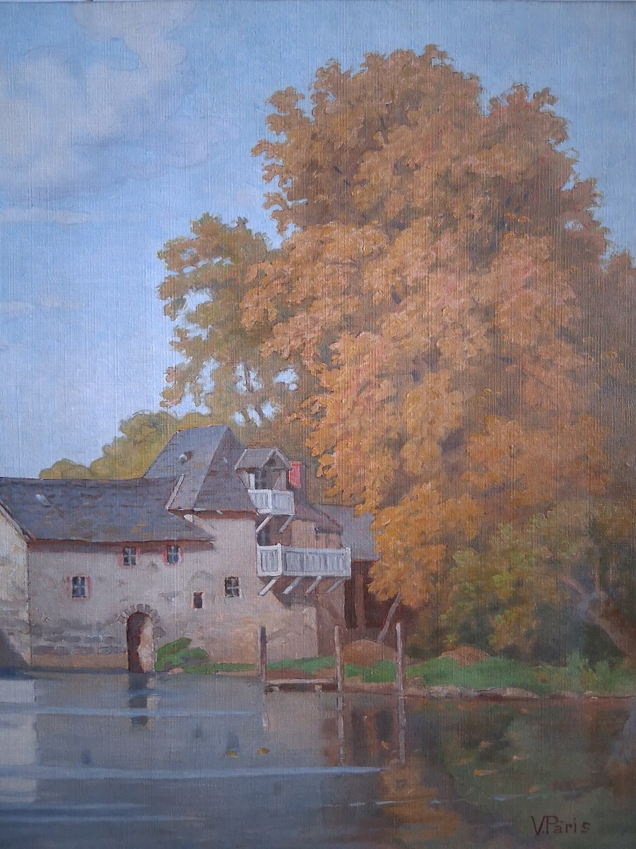 Väino PARIS (1921-2001) huile sur toile paysage en bord de rivière Estonie-photo-2