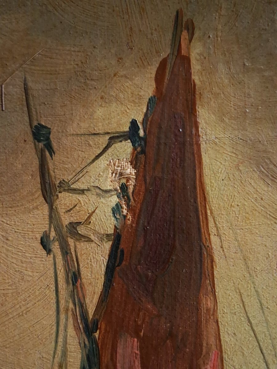Oil On Canvas Marine Scene Boats At Dusk Late 19th Century-photo-5