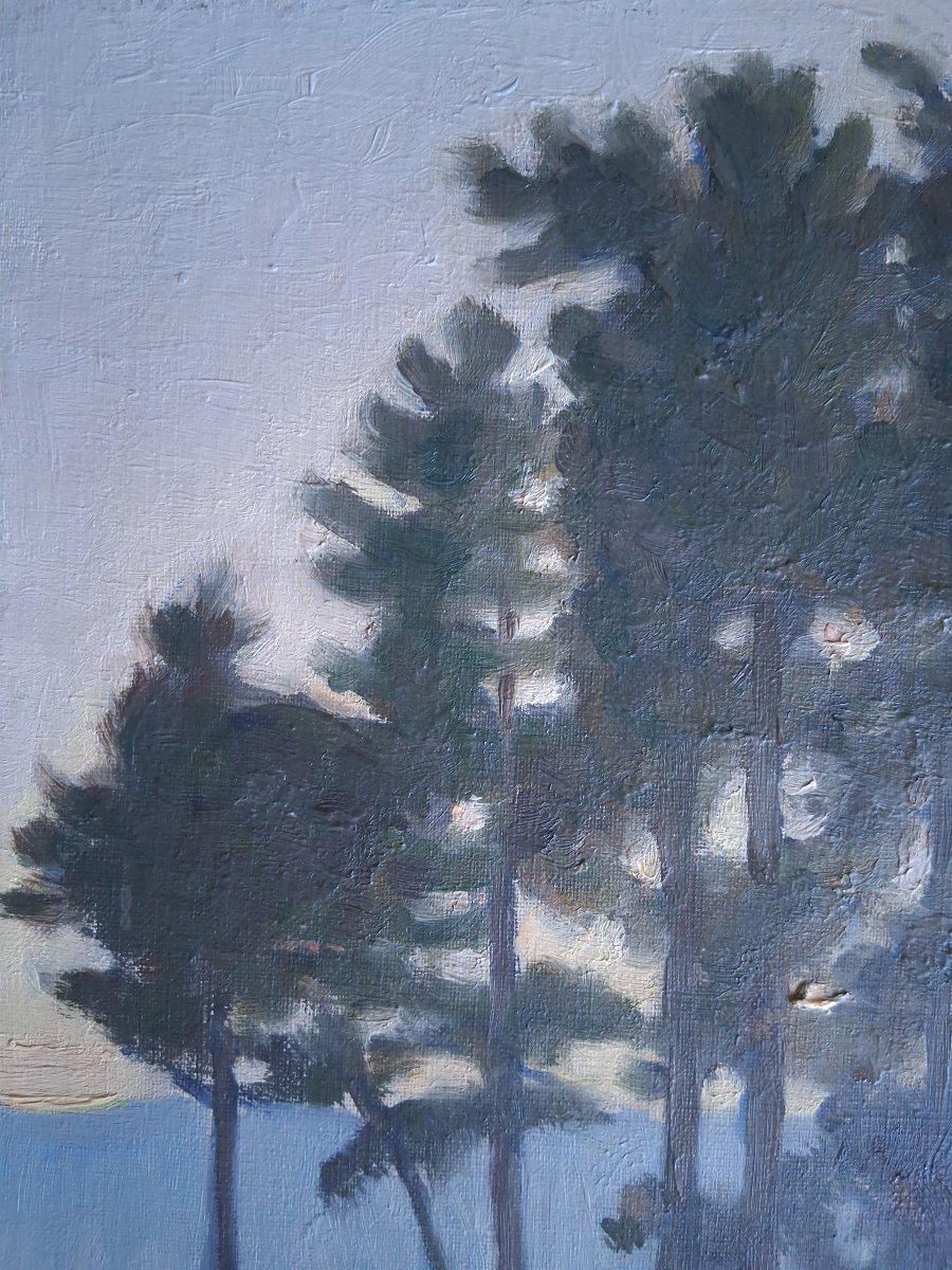 Oil On Canvas Landscape With Trees E. Deprez 1935-photo-3
