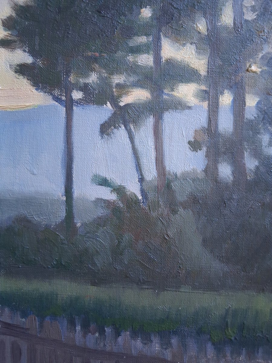 Oil On Canvas Landscape With Trees E. Deprez 1935-photo-1
