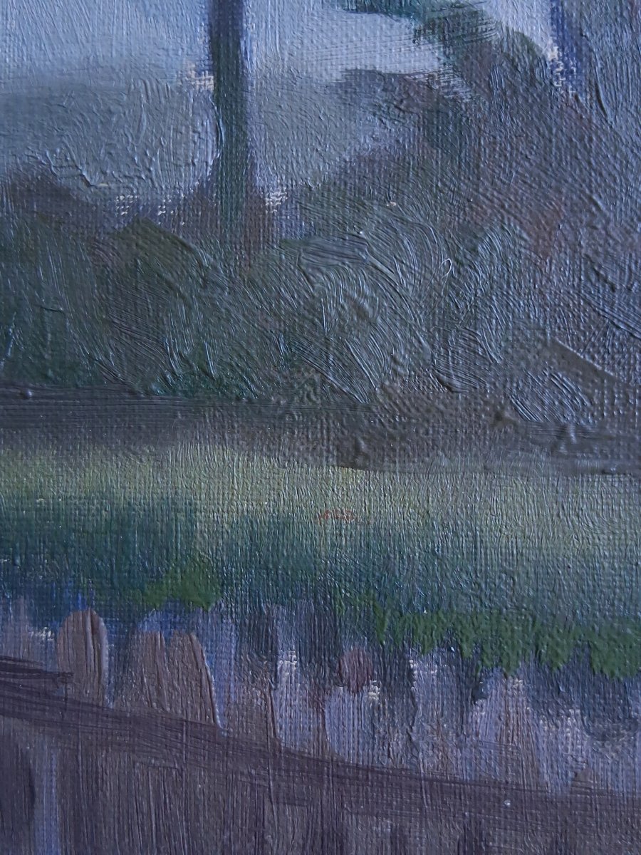 Oil On Canvas Landscape With Trees E. Deprez 1935-photo-6