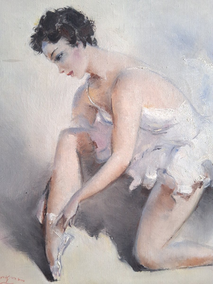Jean DARIGNAN huile sur toile ballerine "Petit rat de l'Opéra"-photo-2