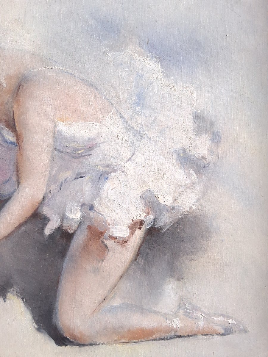 Jean DARIGNAN huile sur toile ballerine "Petit rat de l'Opéra"-photo-3
