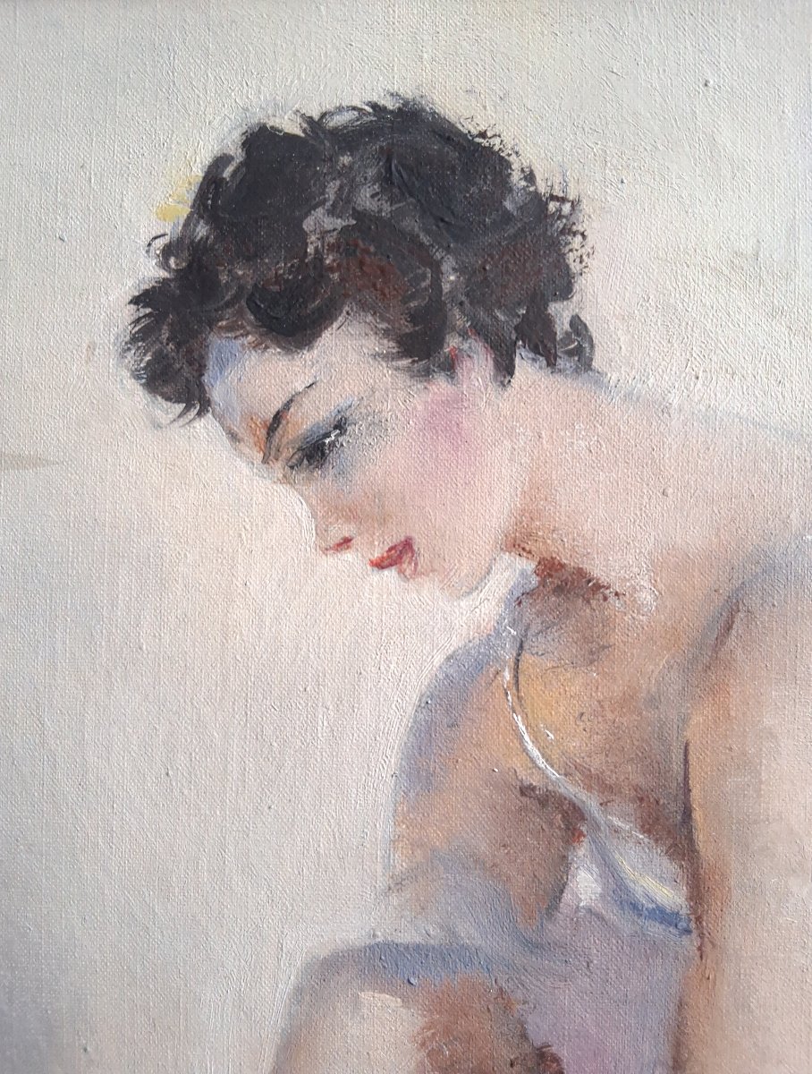 Jean DARIGNAN huile sur toile ballerine "Petit rat de l'Opéra"-photo-4