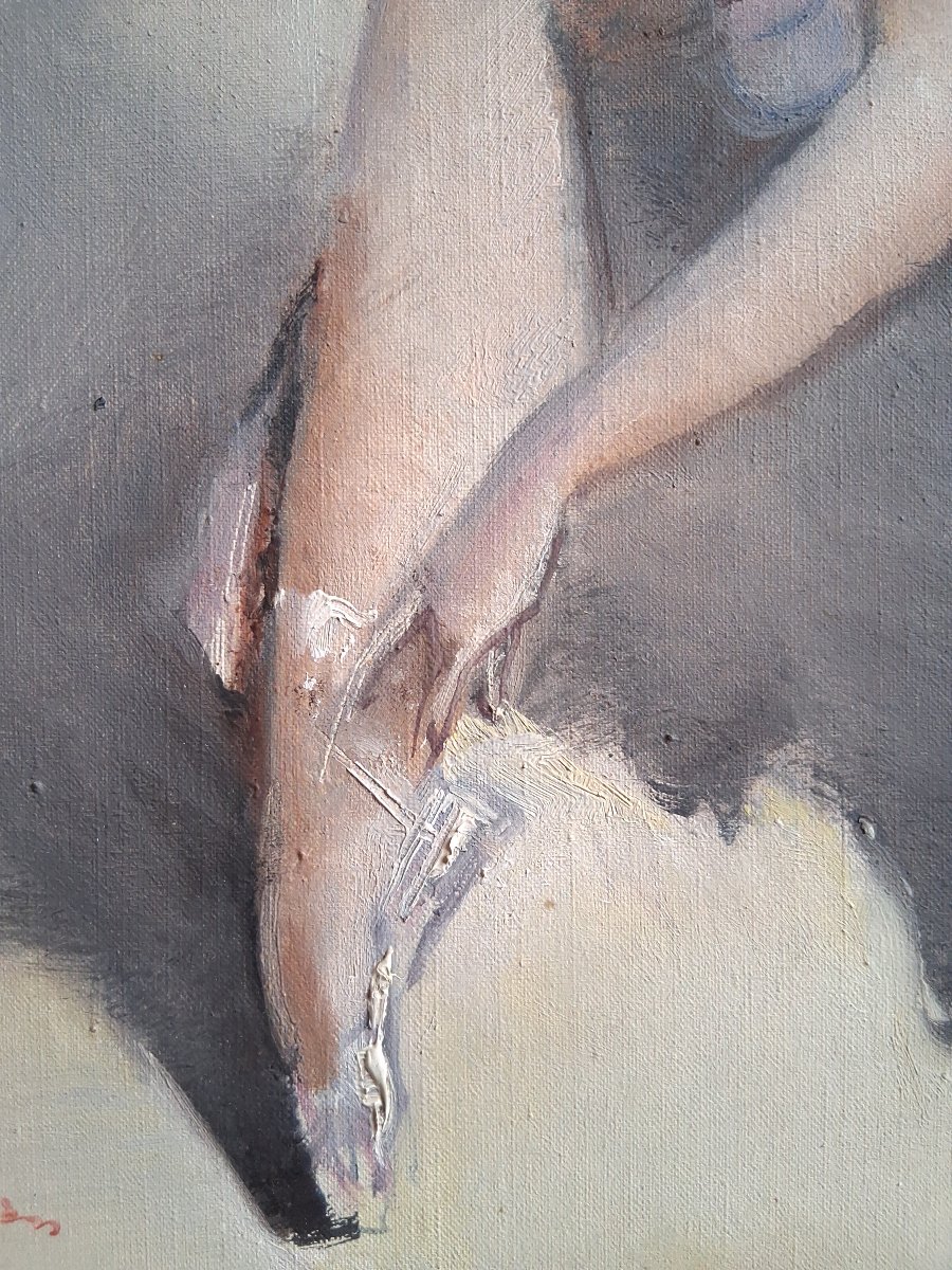 Jean DARIGNAN huile sur toile ballerine "Petit rat de l'Opéra"-photo-3
