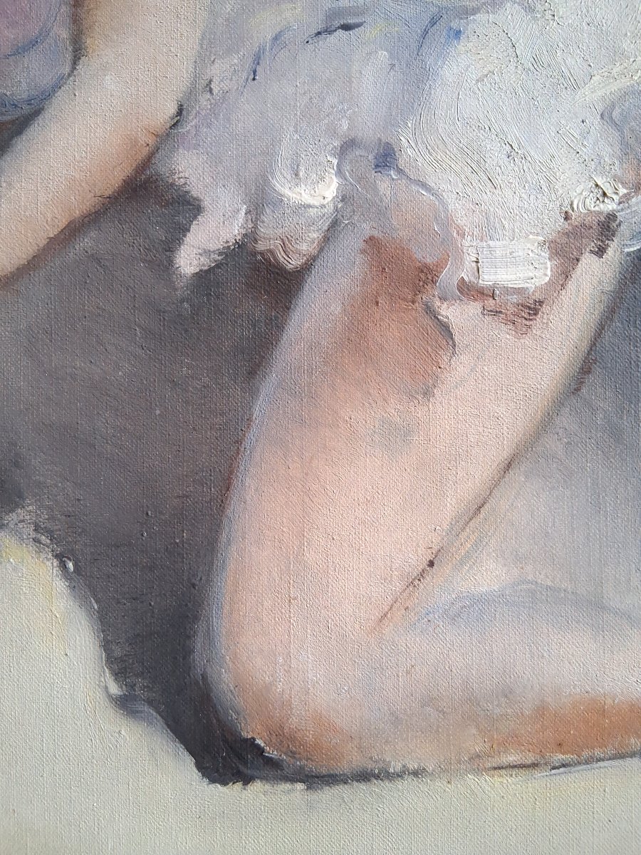 Jean DARIGNAN huile sur toile ballerine "Petit rat de l'Opéra"-photo-4
