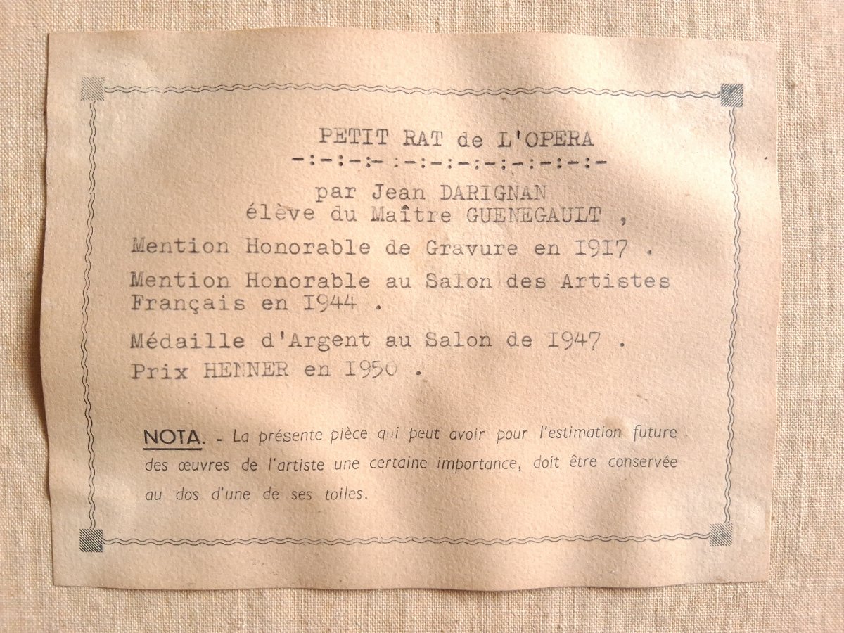 Jean DARIGNAN huile sur toile ballerine "Petit rat de l'Opéra"-photo-8