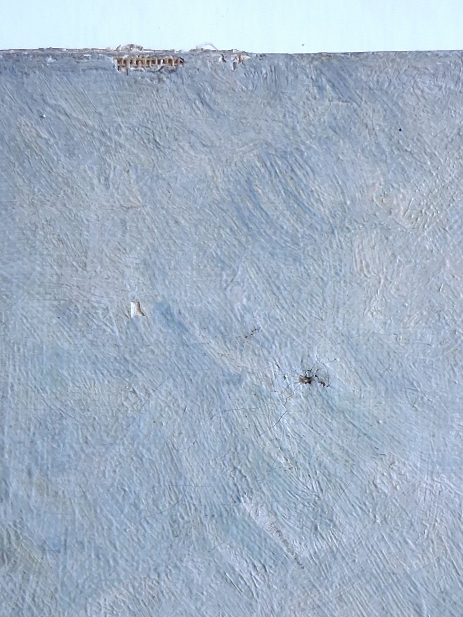 Huile sur toile paysage enneigé rivière C. Recorbet-photo-5